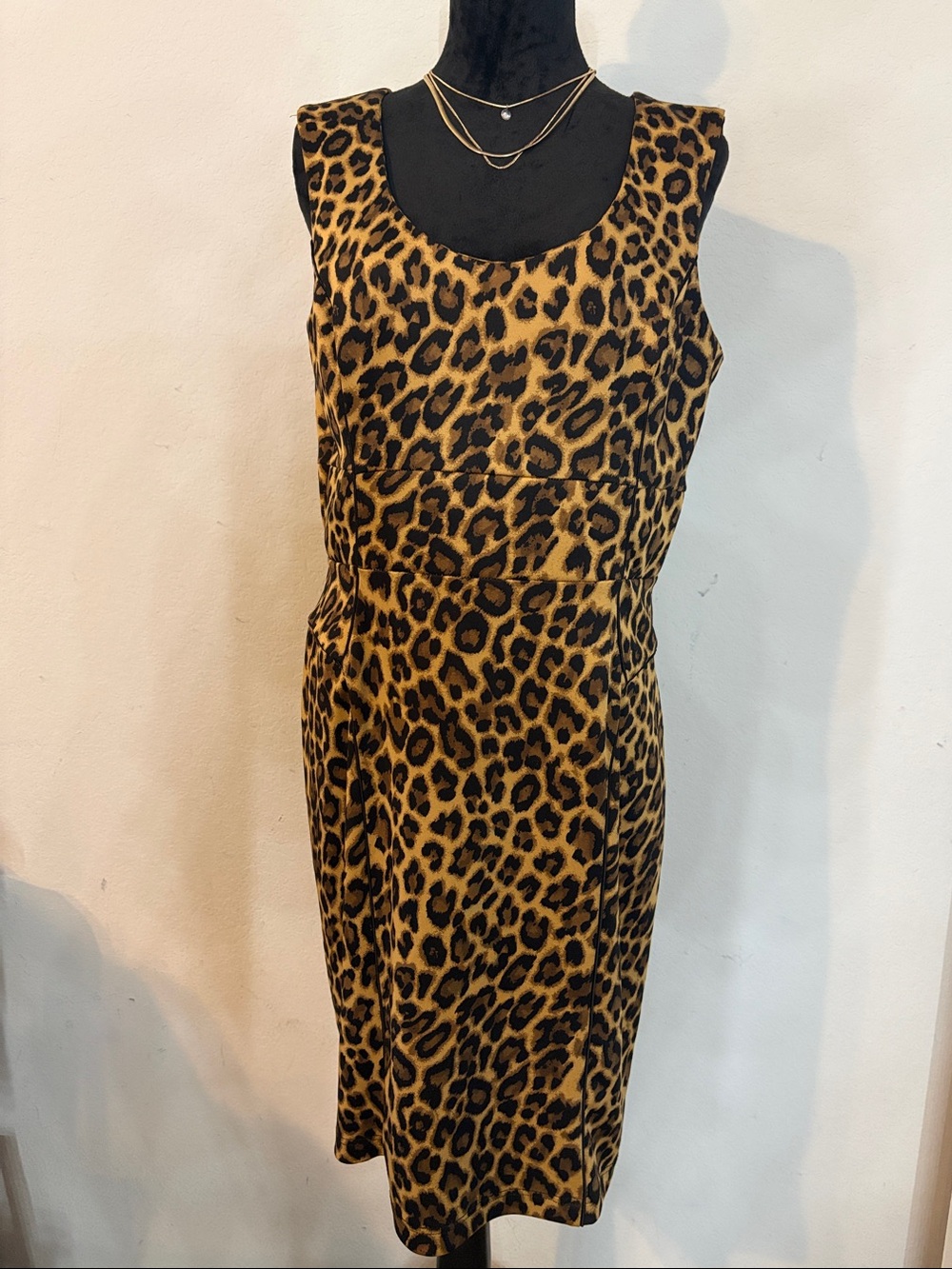 WD.NY Leopard Print Sleeveless Midi Dress - L